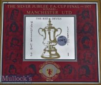 1977 The Silver Jubilee FA Cup Final Manchester United Mirror measures 38x33cm^ plus 1968 European