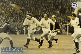 Large framed/glazed b/w Rugby Action Pictures (2): 15” x 12”^ Wade Dooley and others of England