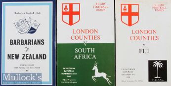 Twickenham Trio of Rugby Programmes (3): Issues for London Counties v South Africa 1969 and Fiji