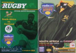 South Africa v Scotland & Canada Rugby Programmes (2): Colourful compact editions v Canada (East