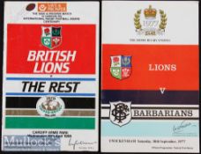 British Lions at home ‘Specials’ Rugby Programmes 1977 & 1986 (2): Pair of games at Twickenham &
