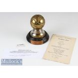 1954 Wolverhampton Wanderers v Honved Budapest Presentation Brass Ball Trophy presented to Leslie