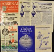 1951/52 Manchester United Away Football Programmes v Huddersfield Town^ Chelsea^ Fulham^ Arsenal^