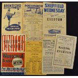 1946/47 Everton Away Football Programmes to include Blackpool^ Arsenal^ Wolverhampton Wanderers^