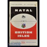 1968 British Lions at Natal Rugby Programme: 40pp^ full of info and pics^ attractive issue. Score