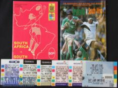 Collection of South Africa Rugby Programmes & Irish Tickets (8): 1980 South Africa v S America clash
