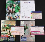 1995-1999 Ireland v England Rugby Programmes (3): All with ticket^ clipping or both^ from Dublin