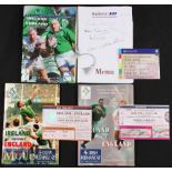 1995-1999 Ireland v England Rugby Programmes (3): All with ticket^ clipping or both^ from Dublin