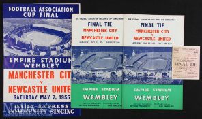 1955 FA Cup Final Manchester City v Newcastle United Football Programme and Ticket date 7 May