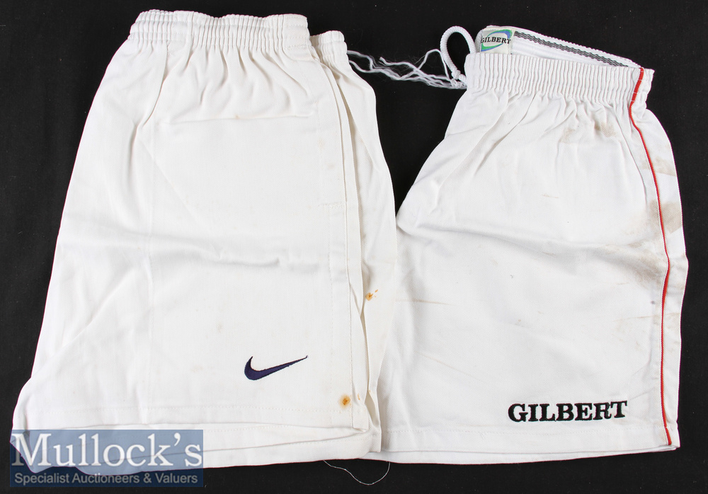 Rugby Shorts^ Fiji and England ‘A’ (2): Large (and they are!) white shorts from both the Fijian