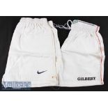 Rugby Shorts^ Fiji and England ‘A’ (2): Large (and they are!) white shorts from both the Fijian