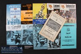 1959-2000 Barbarians v Clubs Rugby Programmes (11): v Cardiff 1959^ 64^ 85^ 88^ 90 and 91; v
