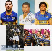 Collection of Leeds Rhinos Rugby League Players Signed photographs (5) – to incl Kallum Watkins