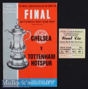 1967 FA Cup Final Chelsea v Tottenham Hotspur Football Programme and Ticket date 20 May at