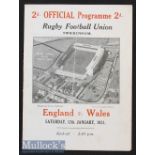1931 England v Wales Rugby Programme: England champions despite this 11-all draw. Twickenham adopted