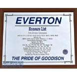 Everton ‘The Pride of Goodison Honours List’ Framed Mirror measures 59x47cm^ plus birds eye view