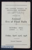 1948 FA Cup Final Annual Eve of Final Rally Programme at Victoria Hall^ London 23 Apr^ folds^