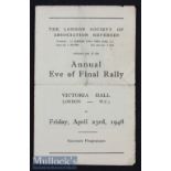 1948 FA Cup Final Annual Eve of Final Rally Programme at Victoria Hall^ London 23 Apr^ folds^