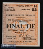 1953 FA Cup Final Blackpool v Bolton Wanderers Football Match Ticket date 2 May at Wembley