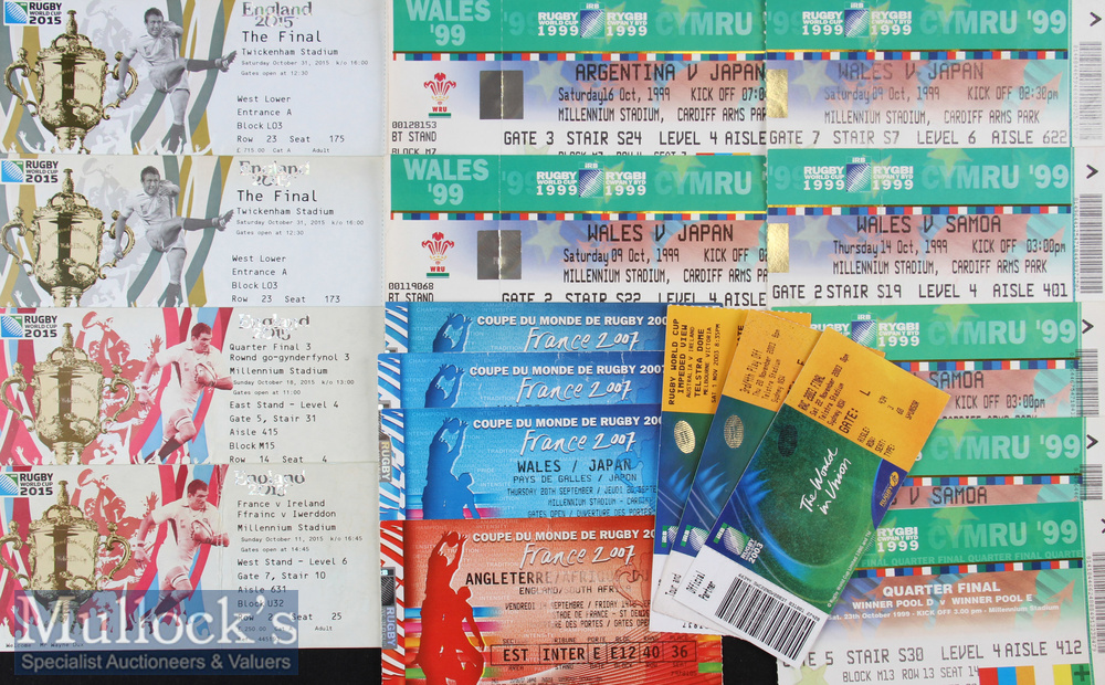 RWC 1999-2015 Rugby Ticket Collection incl Finals (18): 1999 Wales v Samoa (3) & v Japan (2)^