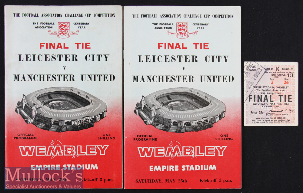 1963 FA Cup Final Leicester City v Manchester United Football Programme and Match Ticket date 4