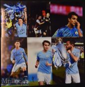 7x Signed Manchester City Colour Photographs Foden^ Garcia^ Jesus^ Gundogan^ measures 30x21cm