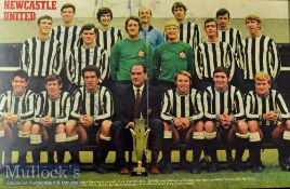 Newcastle United Signed print a centre page depicting the Fairs Cup Winners of 1969^ framed^ overall