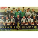 Newcastle United Signed print a centre page depicting the Fairs Cup Winners of 1969^ framed^ overall