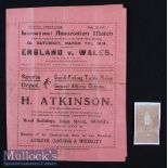 Rare 1914 England v Wales Schoolboy International Football Programme at Vetch Field^ Swansea^ date 7