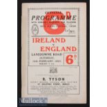 1953 Ireland v England Rugby Programme: England^ Champions to be^ away at Dublin. The issue has