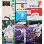 1991-2003 England Test Rugby Programmes (6): Homes v France (score on front) 1991^ 1995 & 2003^