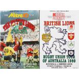 1989 British Lions to Australia Rugby Test Programmes (2): Pair of large attractive colourful issues