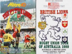 1989 British Lions to Australia Rugby Test Programmes (2): Pair of large attractive colourful issues