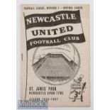 1956/57 Newcastle United v Manchester United Reserves Football Programme date 12 Jan^ Bobby Charlton