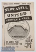 1956/57 Newcastle United v Manchester United Reserves Football Programme date 12 Jan^ Bobby Charlton