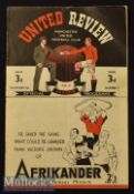 1946/47 Manchester United v Derby County Football Programme date 9 Nov^ centre fold^ small tears
