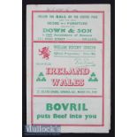 1949 Wales v Ireland Rugby Programme: Ireland Triple Crown/Champs season. ‘Wales lost 5-0’ a tad