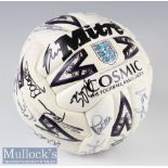 1996 England Signed Football includes Beckham^ Southgate^ Barmby^ Le Tissier^ Walker^ Clemence^