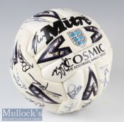 1996 England Signed Football includes Beckham^ Southgate^ Barmby^ Le Tissier^ Walker^ Clemence^