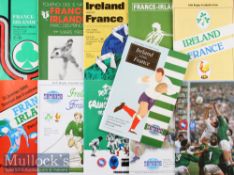 1978-1991 Signed France/Ireland Rugby Programmes (11): Great set of Irish Homes (5) and Aways (6)