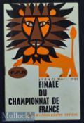 Rare 1965 French Rugby Championship Final Programme: Agen v Brive at Lyon^ attractive official FFR