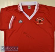 1978/79 Gordon McQueen Signed Replica Football Shirt with 1978 Centenary emblem^ signed in ink to