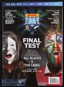 British Lions 2017 in New Zealand Rugby Programme: Final pulsating Test at Auckland from the drawn