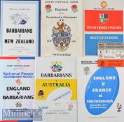 1967-1992 Specials at Twickers Rugby Programmes etc (7): Barbarians v New Zealand 1967; good clean