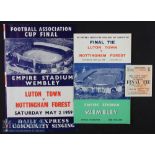 1959 FA Cup Final Luton town v Nottingham Forest Football Programme and Match Ticket date 2 May plus