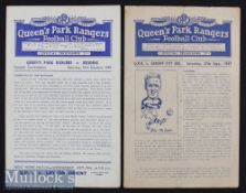 1947/48 Queens Park Rangers v Cardiff City Res Football Programme date 27 Sep together with 49/50