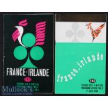 1964 & 1966 France v Ireland Rugby Programmes (2): As ever for that decade^ very clever cover