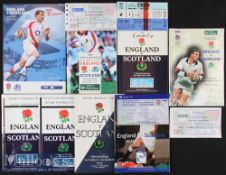 1973-2009 England v Scotland Rugby Programmes (8): Many with ticket^ clipping or both^ the