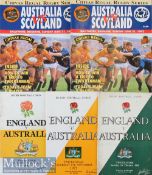 Australia/UK Rugby Programmes (5): England v Australia at Twickenham 1958^ 1973 & 1982; and two