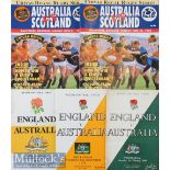 Australia/UK Rugby Programmes (5): England v Australia at Twickenham 1958^ 1973 & 1982; and two